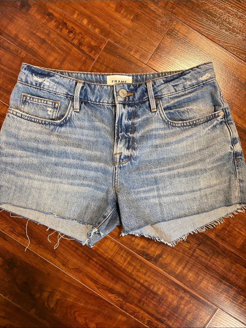 Frame Denim Light Blue Distressed Cutoff Jean Shorts